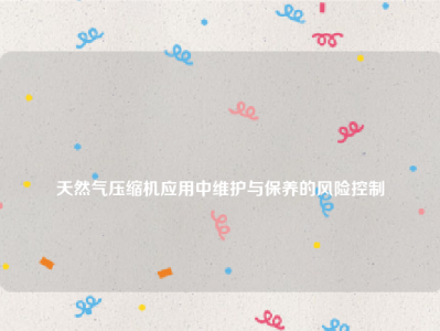 
天然气压缩机应用中维护与保养的风险控制