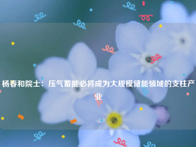 
杨春和院士：压气蓄能必将成为大规模储能领域的支柱产业