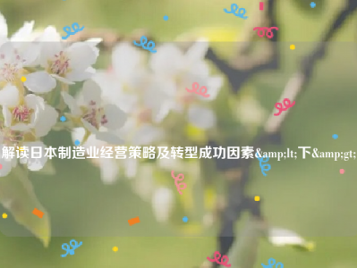 
解读日本制造业经营策略及转型成功因素<下>