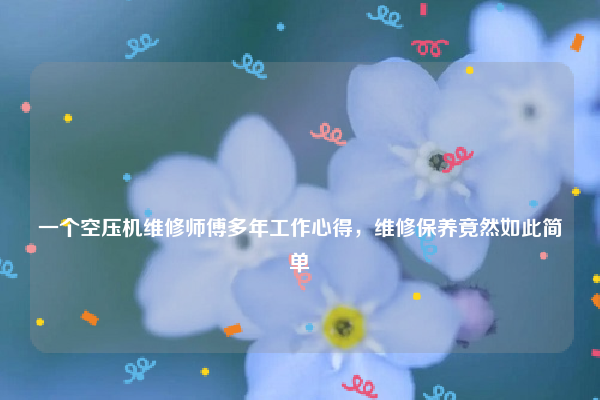 
一个空压机维修师傅多年工作心得，维修保养竟然如此简单